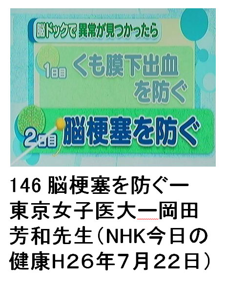 146 脳梗塞を防ぐー東京女子医大ー岡田芳和先生（NHK今日の健康H26年7月22日）